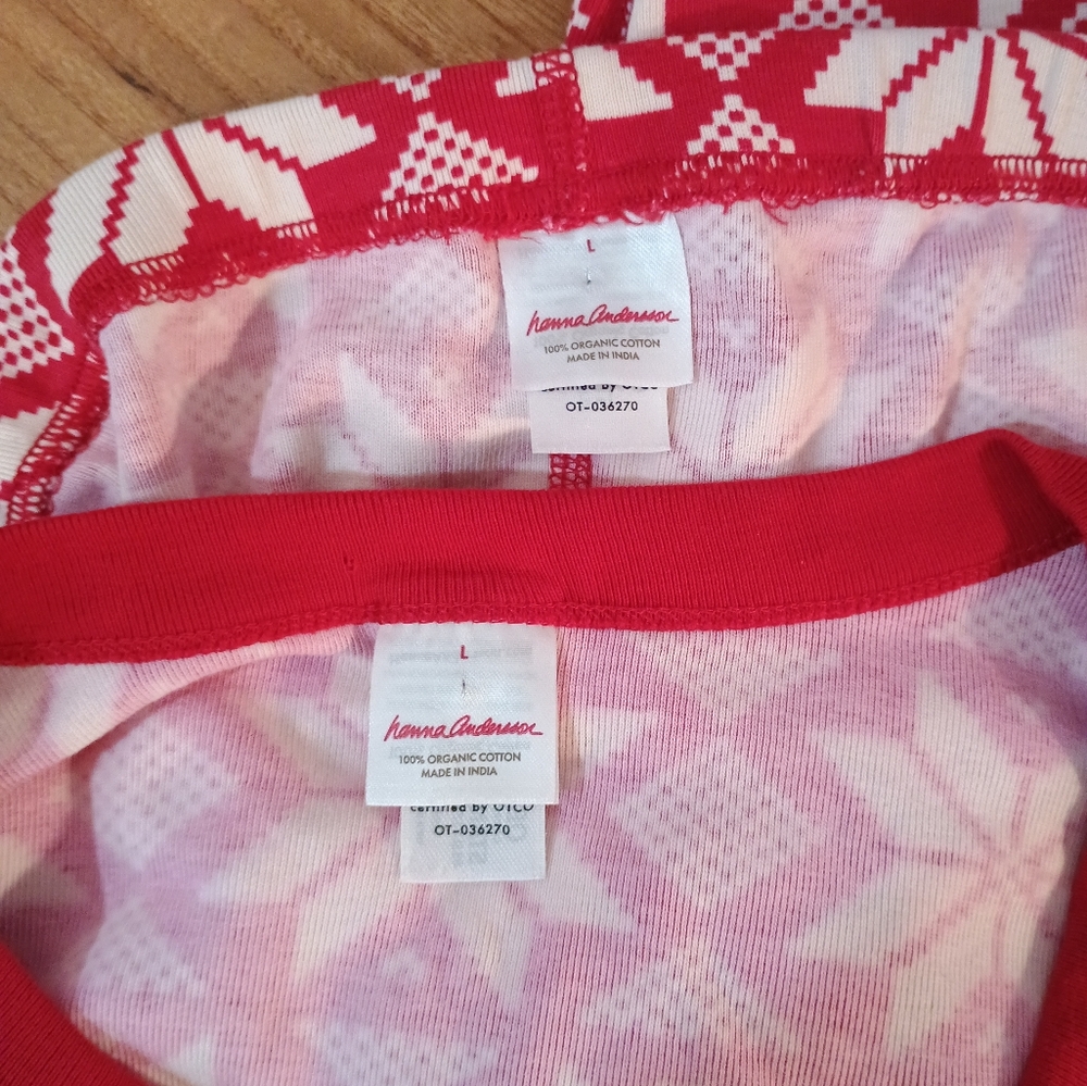 Red Snowflake Hanna Anderson Adult Organic Cotton Pajamas - Picture 2 of 6